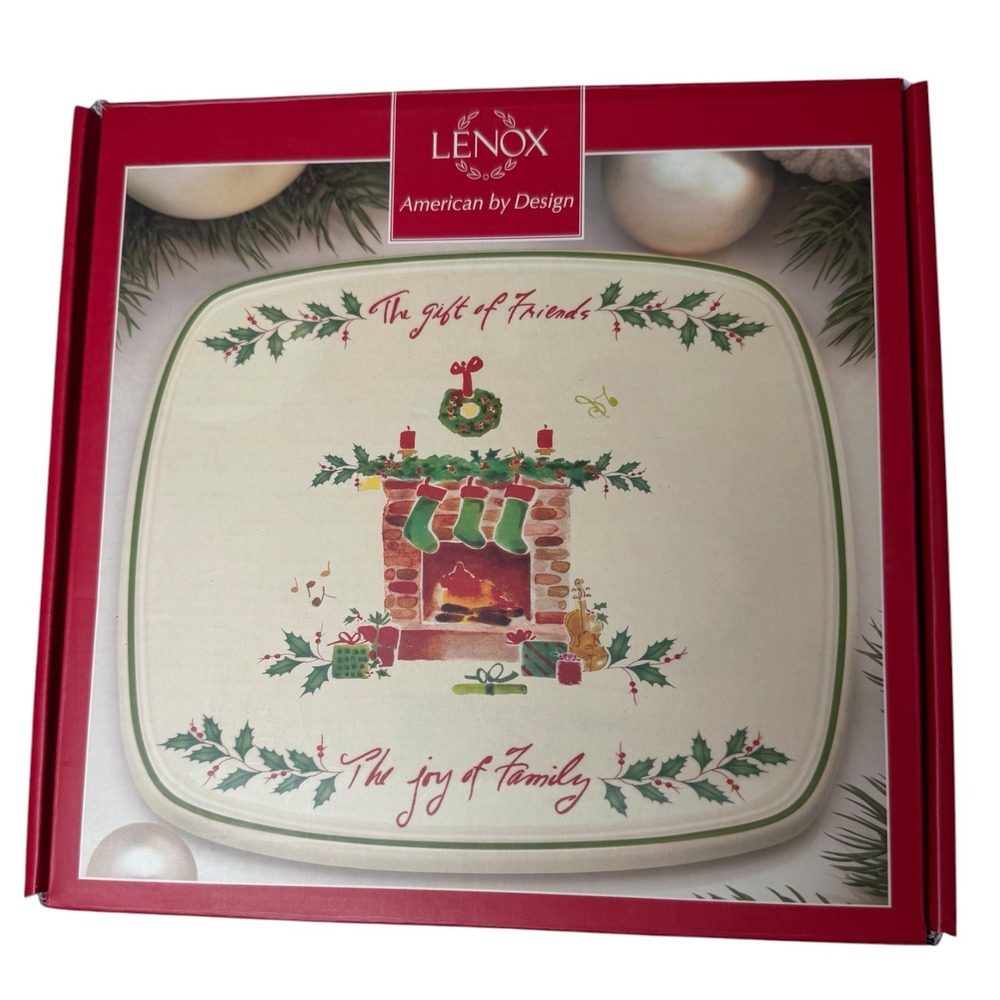 Lenox Gift of Friends Christmas Fireplace Porcelain Trivet 8.25in 843475 Box